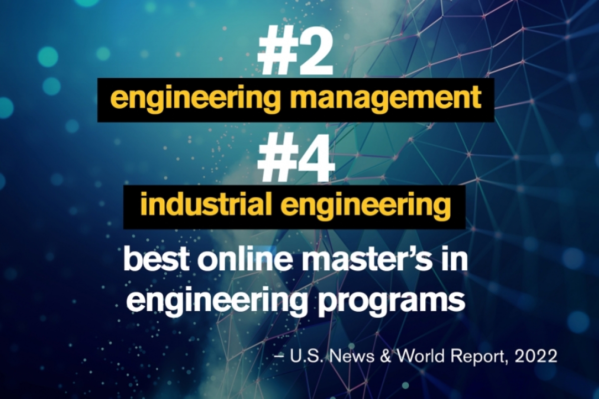 ASU online engineering management master’s program ranks #2; industrial engineering ranks #4 by US News