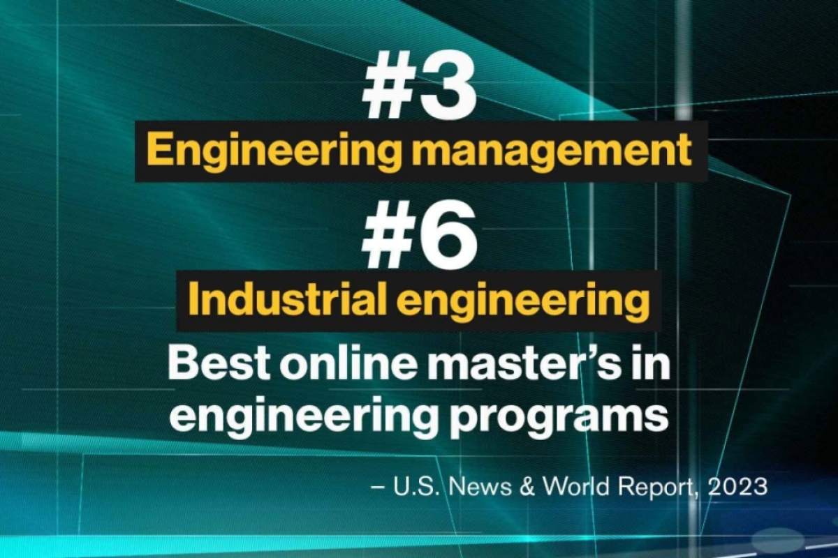 ASU online engineering management master’s program ranks #3; industrial engineering ranks #6 by US News