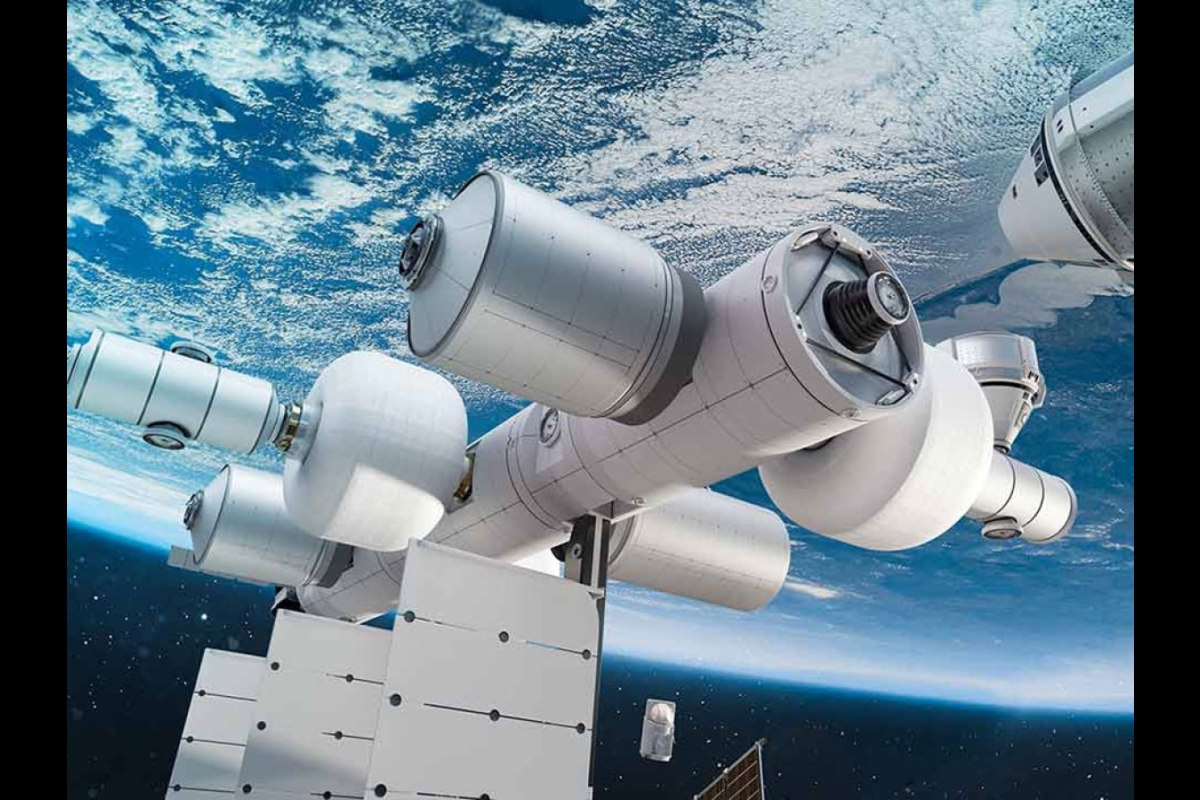 rendering of a space station