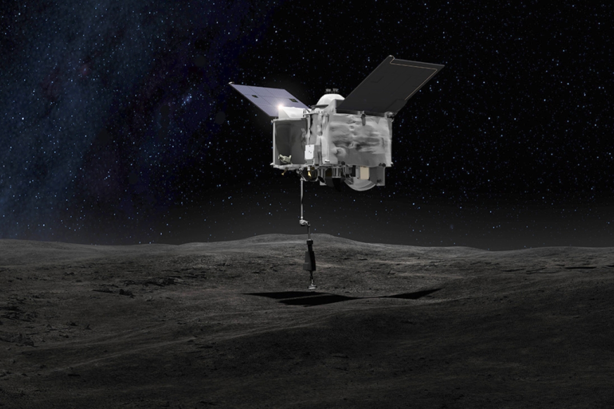 OSIRIS-REx spacecraft at asteroid Bennu