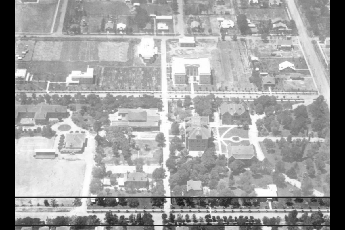 aerial view of palm walk arizona state university