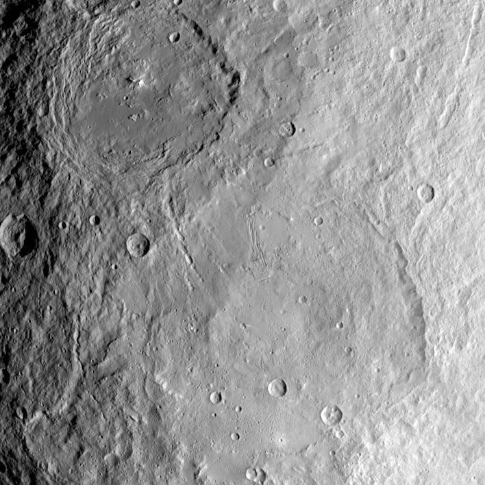 Urvara and Yalode Craters on dwarf planet Ceres
