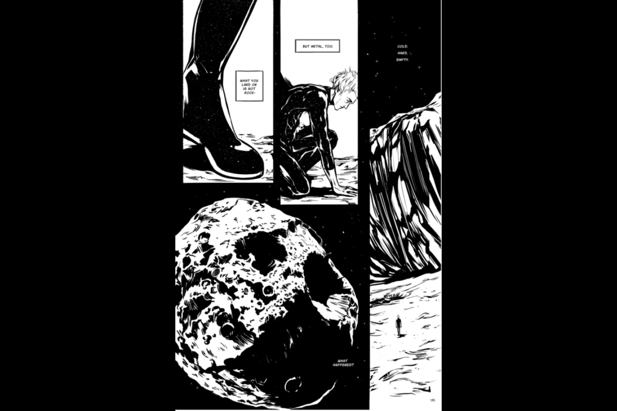 fictional comic depicting asteroid Psyche's origins