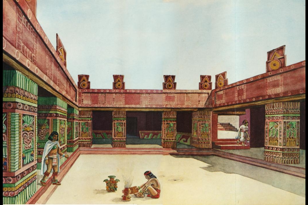 A rendering of the unique apartment compounds at Teotihuacan.