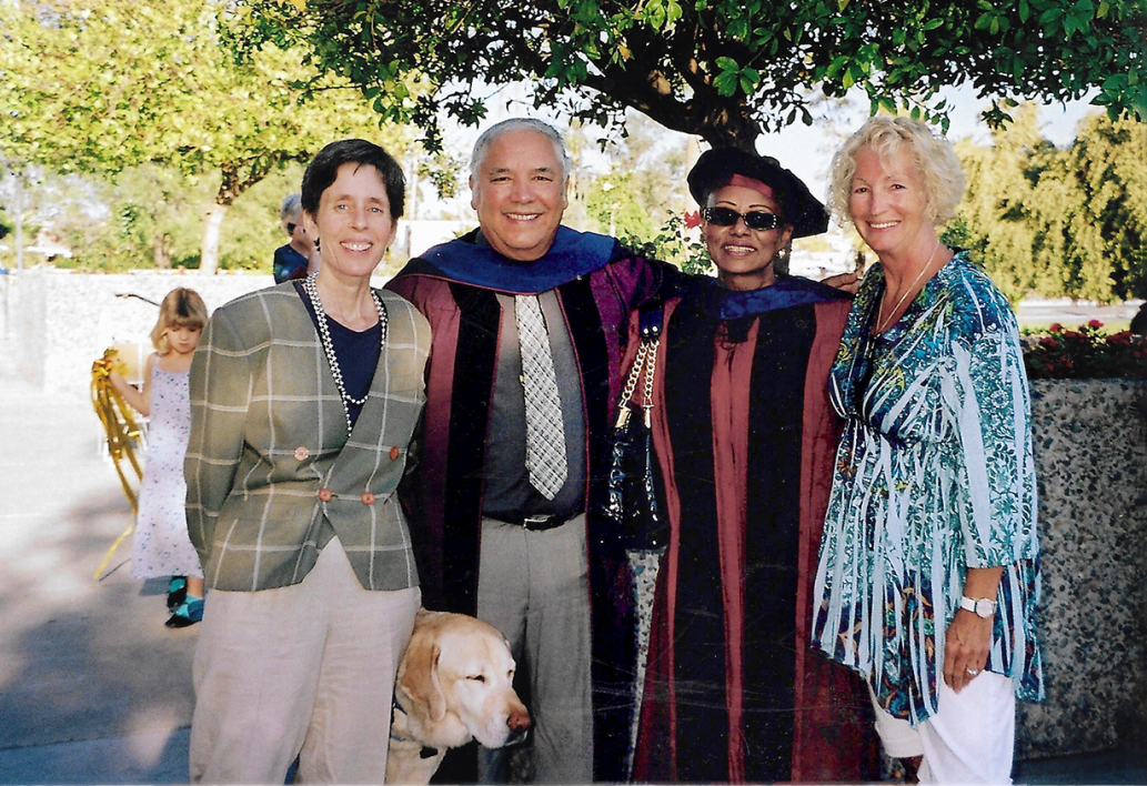 The late ASU Professor Elsie Moore wearing commencement regalia at an ASU graduation ceremony.