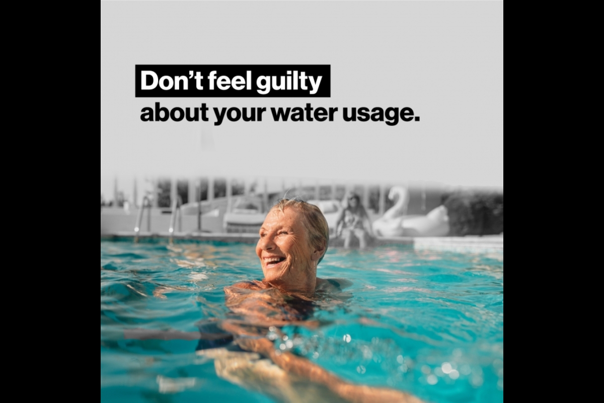 Copy on slide: Don't feel guilty about your water usage.