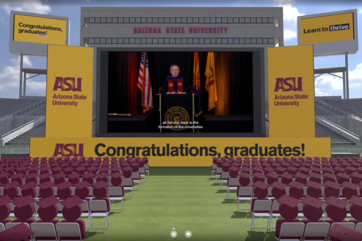Spring 2021 Graduation in virtual Sun Devil Stadium campus created by PXL