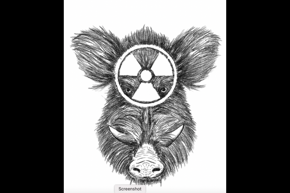Boar with radioactive symbol