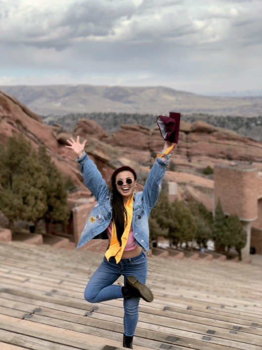 Sofia Chen at the famed Red Rocks Amphitheatre in Colorado