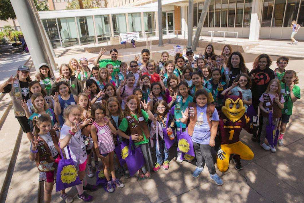 A group of Girl Scouts at ASU's GEAR Day