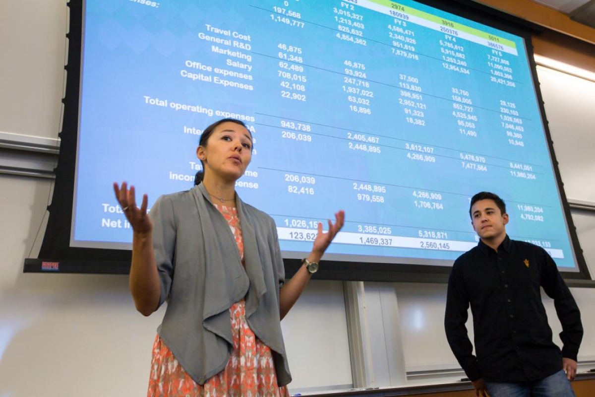 Siblings pitch their idea at an entrepreneurship competition