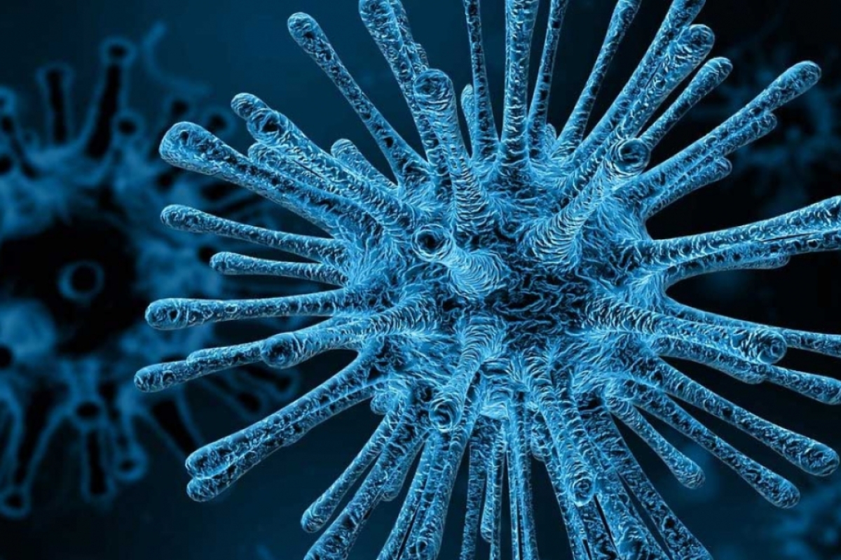 Illustration of a closeup of a virus