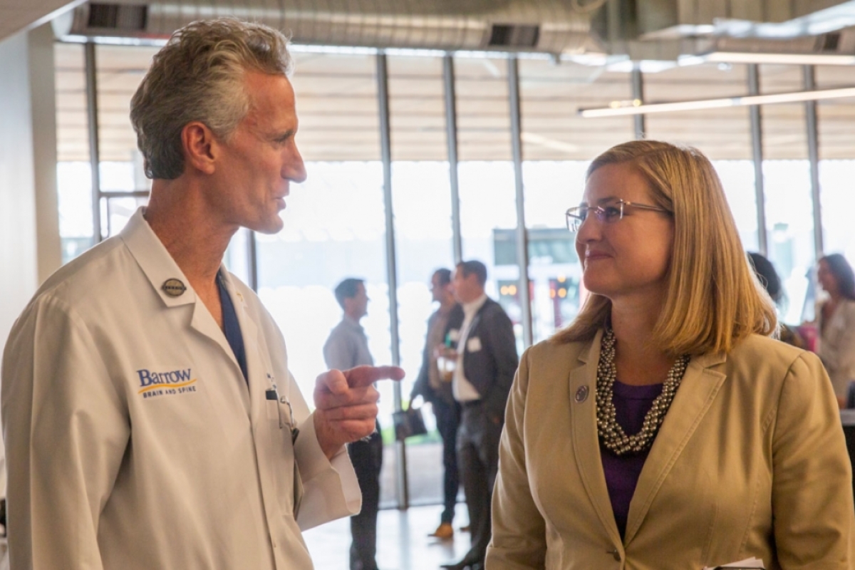 Barrow Neurological Institute President and CEO Michael Lawton (left) and Phoenix Mayor Kate Gallego