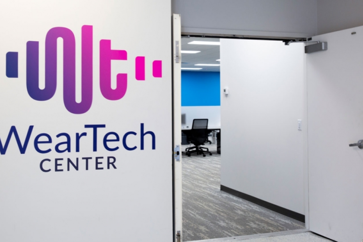 The entrance to the WearTech Applied Research Center’s 5,000 square-foot facility located at Park Central mall in downtown Phoenix. 