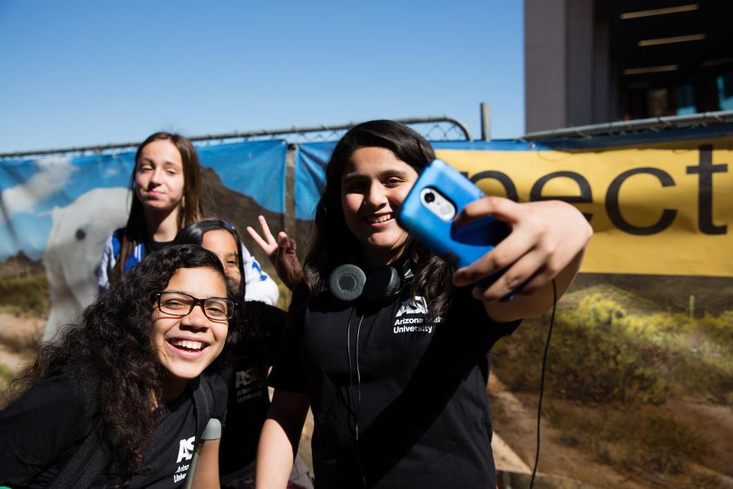 Sixth-graders take a selfie at Tempe Open Door