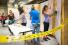 students analyze blood spatter patterns in a mock crime scene