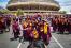 Group photo outside Wells Fargo Arena at ASU Graduate Commencement