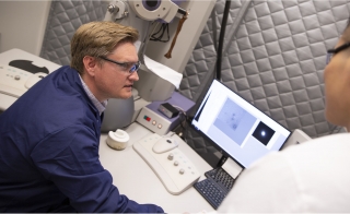 ASU Professor Brent Nannenga analyzes the composition of materials using an electron microscope.