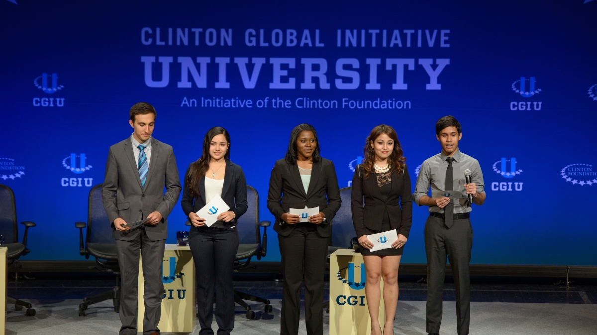 ASU students standing on stage at CGI U 2014