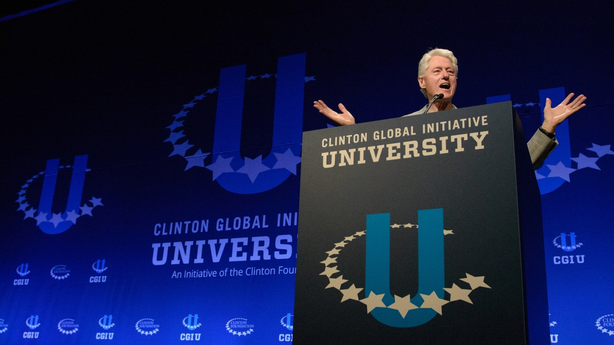 Bill Clinton speaking at CGI U at Arizona State University in 2014