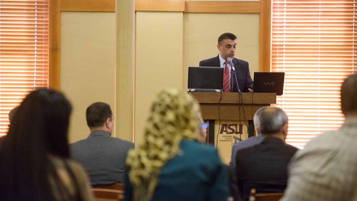 The chairman of the Palestine Energy Agency speaks at ASU