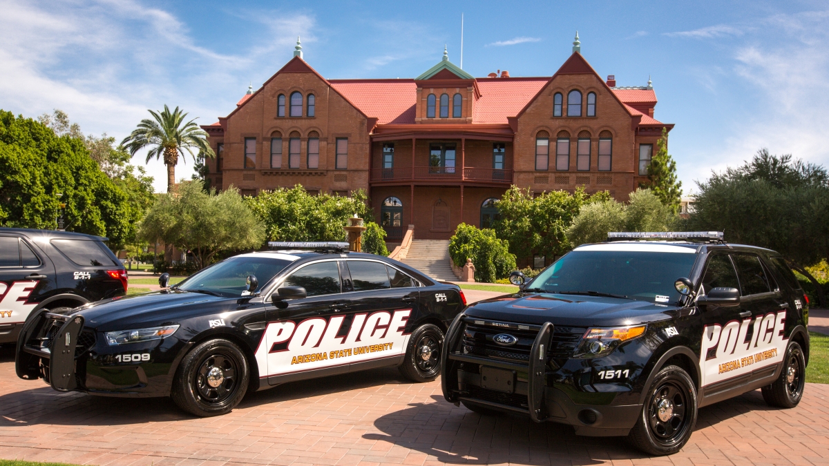 new ASU police vehicles in black-and-white