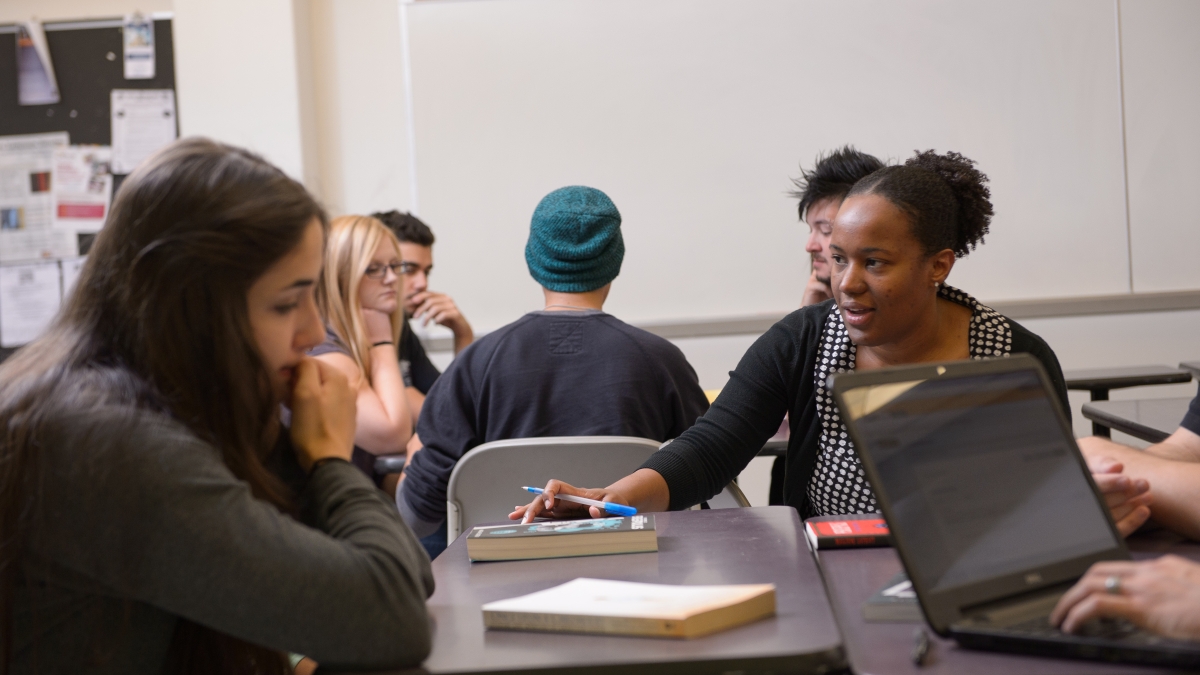 ASU English professor Sybil Durand mentors students in a literature class.