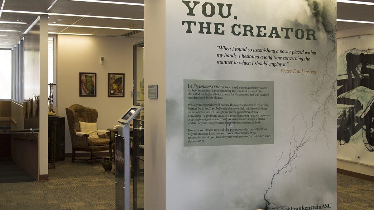 The "Frankenstein at 200" exhibit at ASU Libraries.