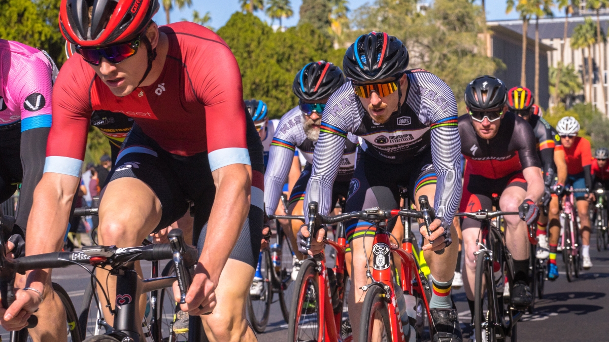 group of bicyclists in race