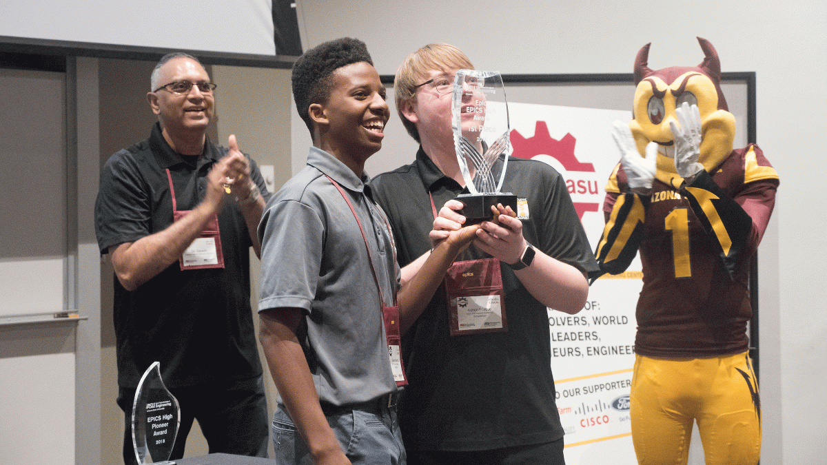 EPICS High School showcase winners accept their trophy