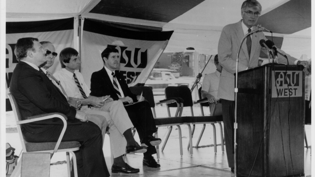 Then-ASU President J. Russell Nelson at the opening of the West campus.