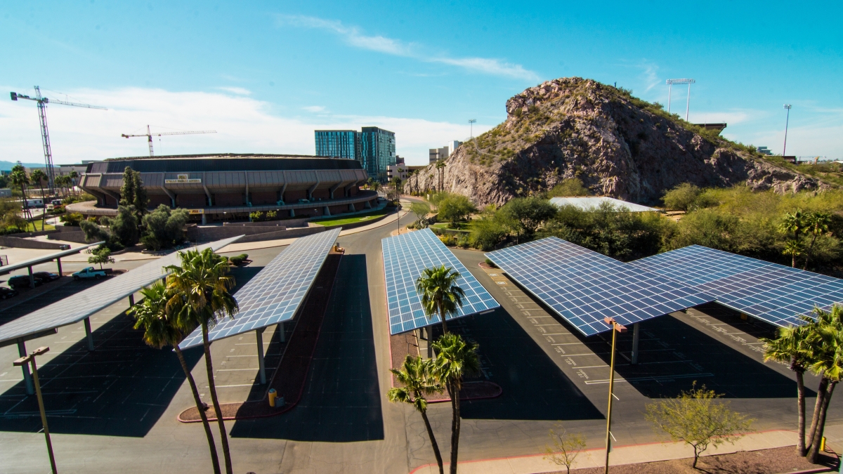 solar panels in parking lot