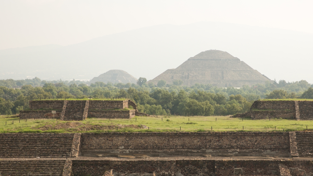 Landscape view of the ancient city of Teotihuacan today.