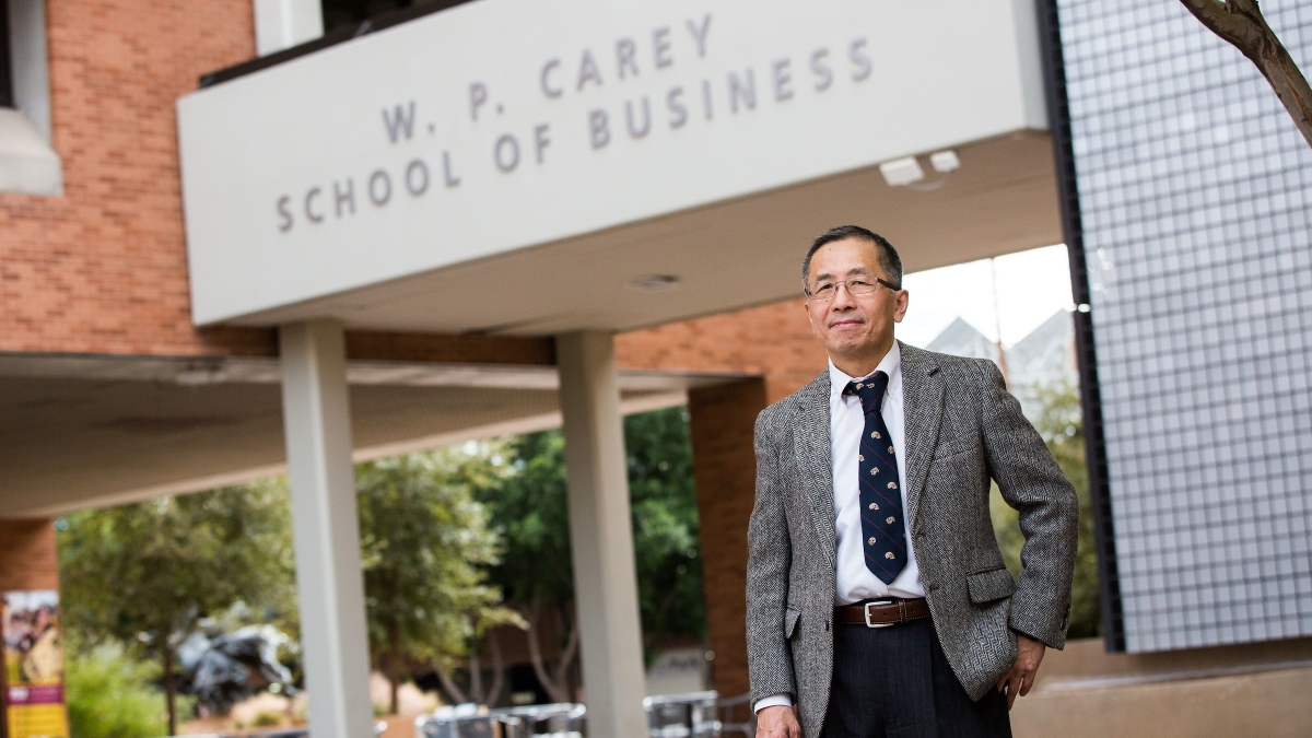 ASU business professor Peter Hom in front of the W. P. Carey School of Business