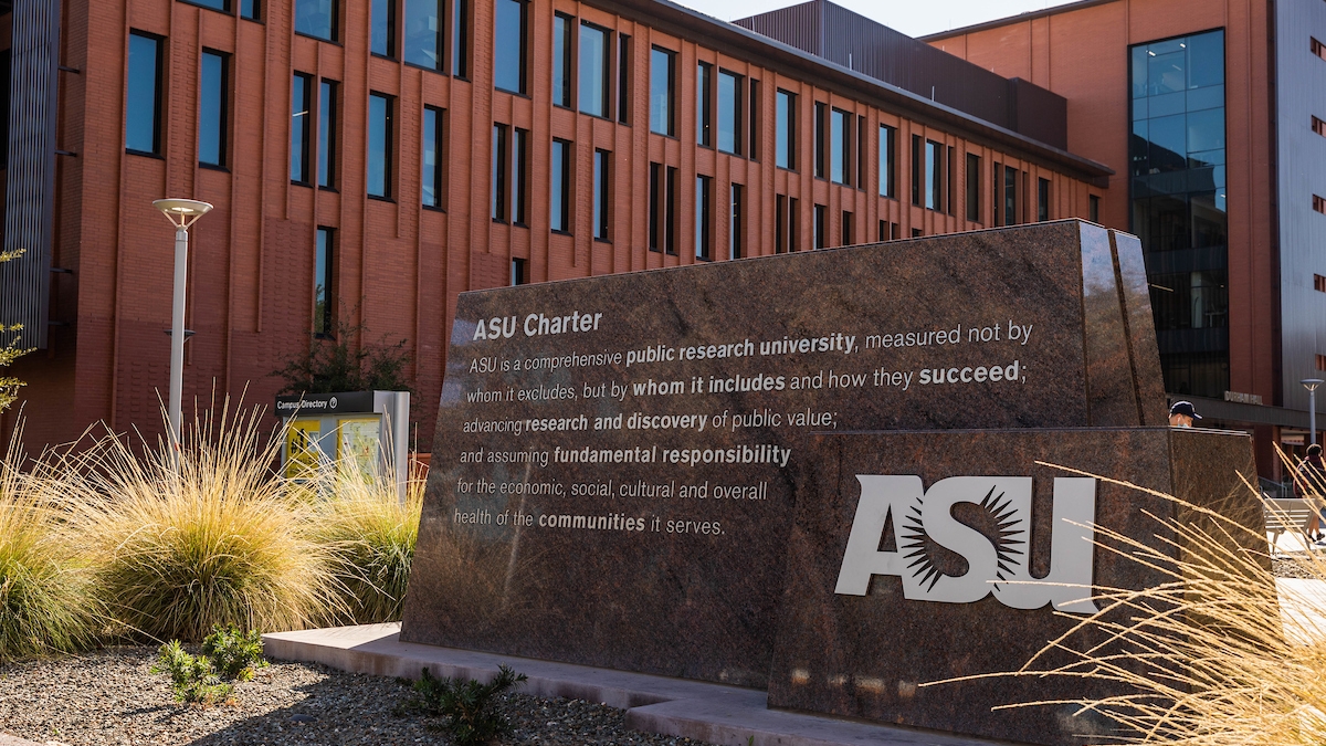 ASU Charter sign on the Tempe campus.
