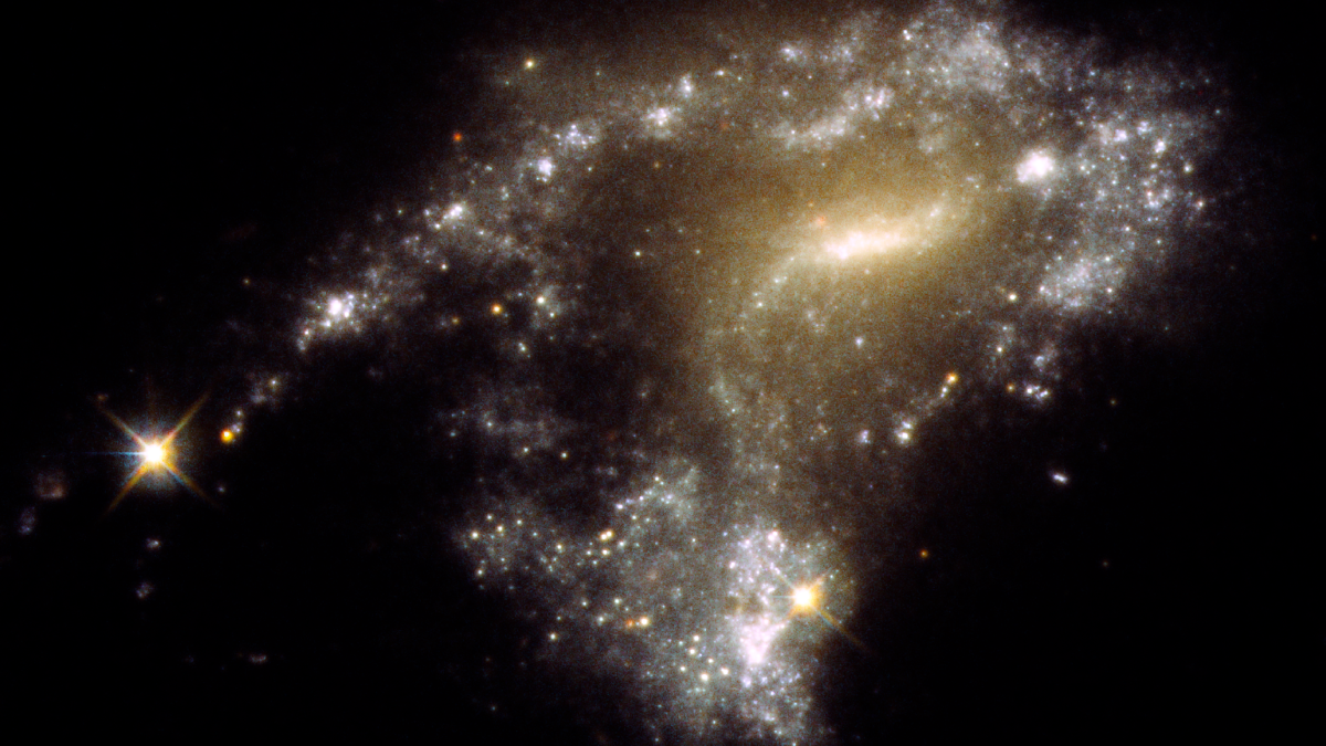 Image of galaxy collision in space