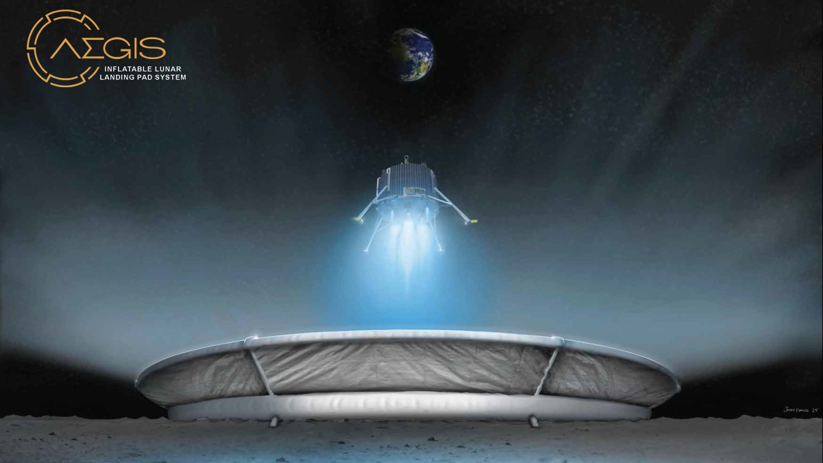 Artistic rendering of an inflatable lunar lander .