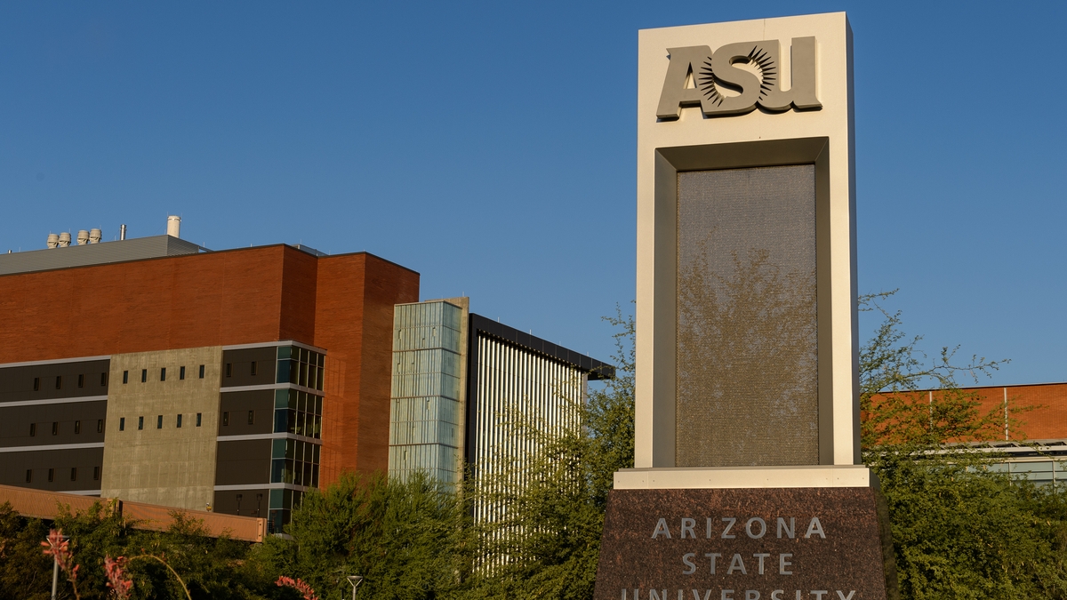ASU sign against a blue sky