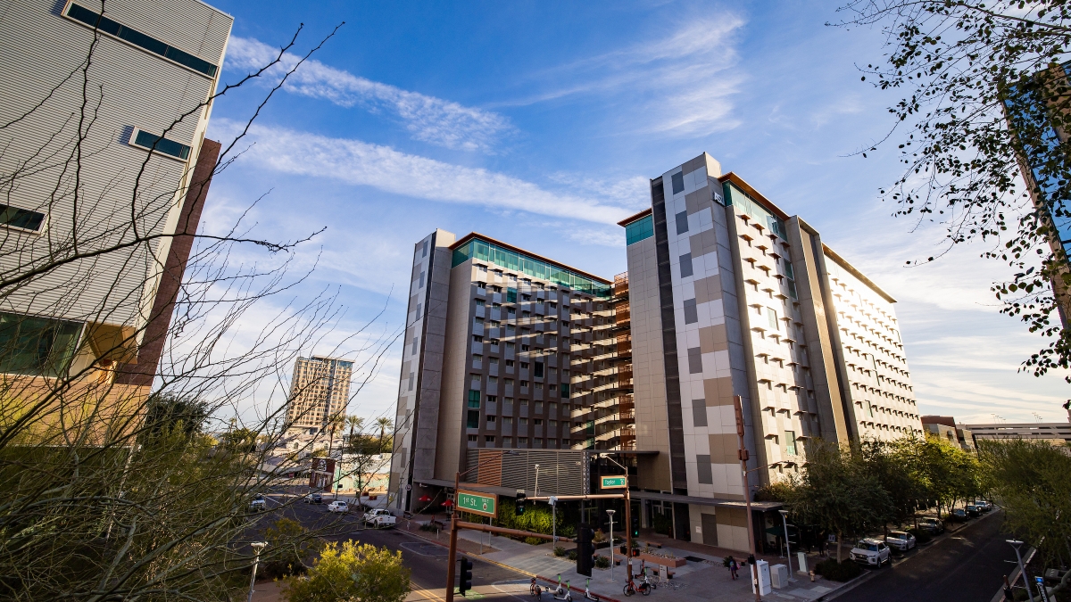 Exterior of Gordon Commons on ASU's Downtown Phoenix campus.