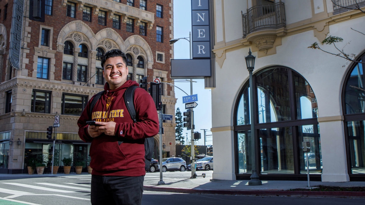 Portrait of ASU student in downtown Los Angeles
