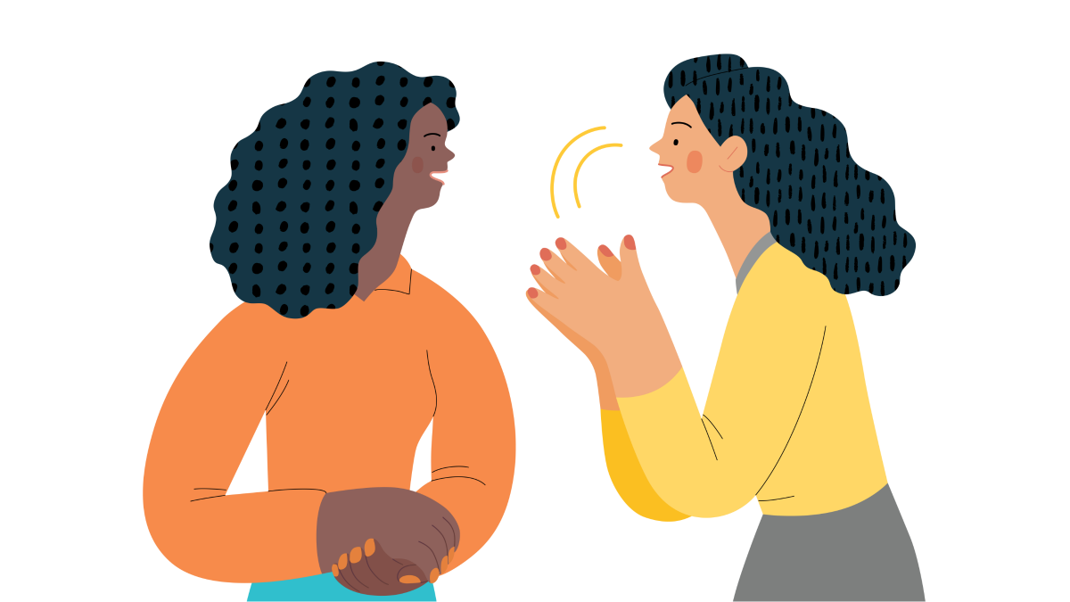 Illustration of two women talking