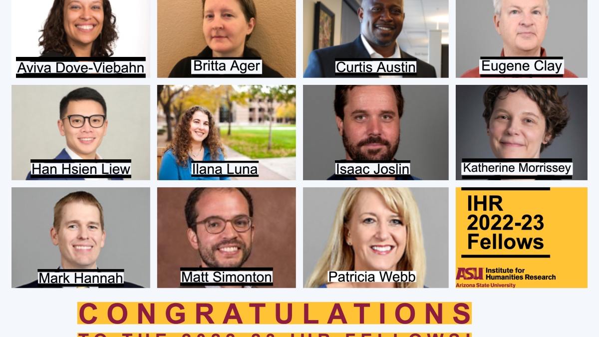 Collage of portraits of the 2022-23 fellows of ASU's Institute for Humanities Research.