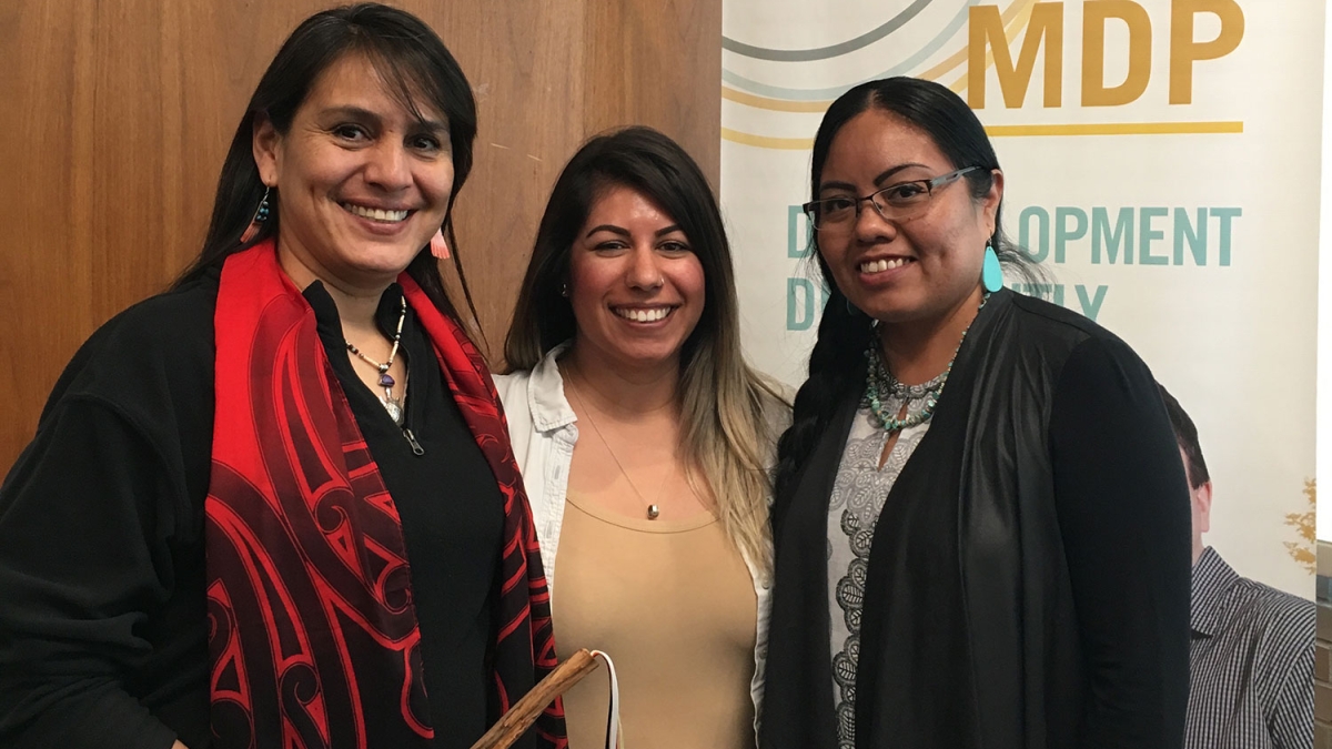 Three winners of the Indigenous 3MT competition
