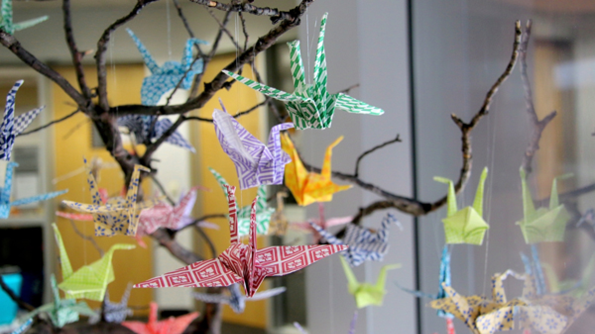 hanging origami cranes