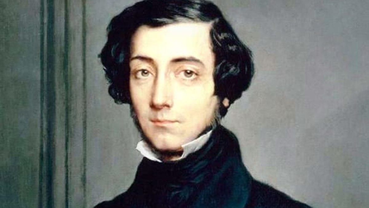 Painted portrait of French thinker Alexis de Tocqueville.
