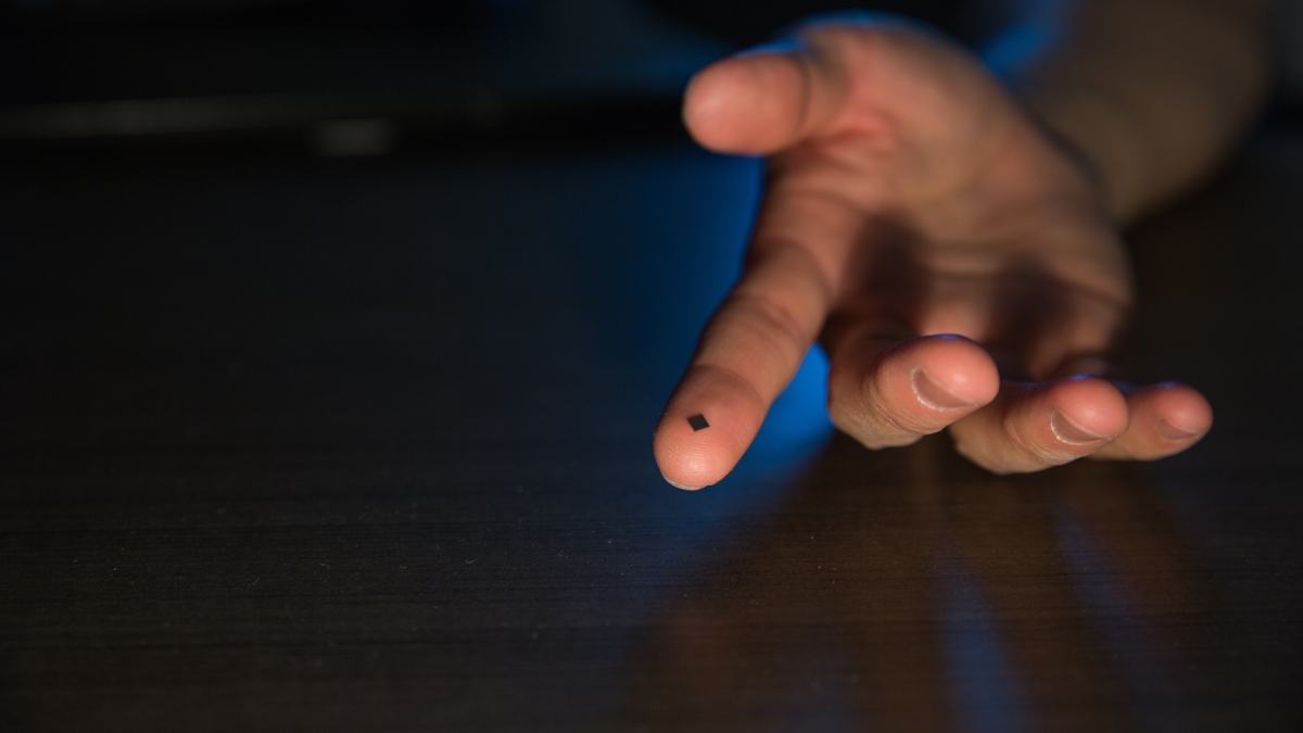 A microchip on a fingertip