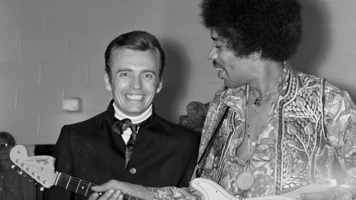 Actor Pat McMahon and musician Jimi Hendrix in 1968