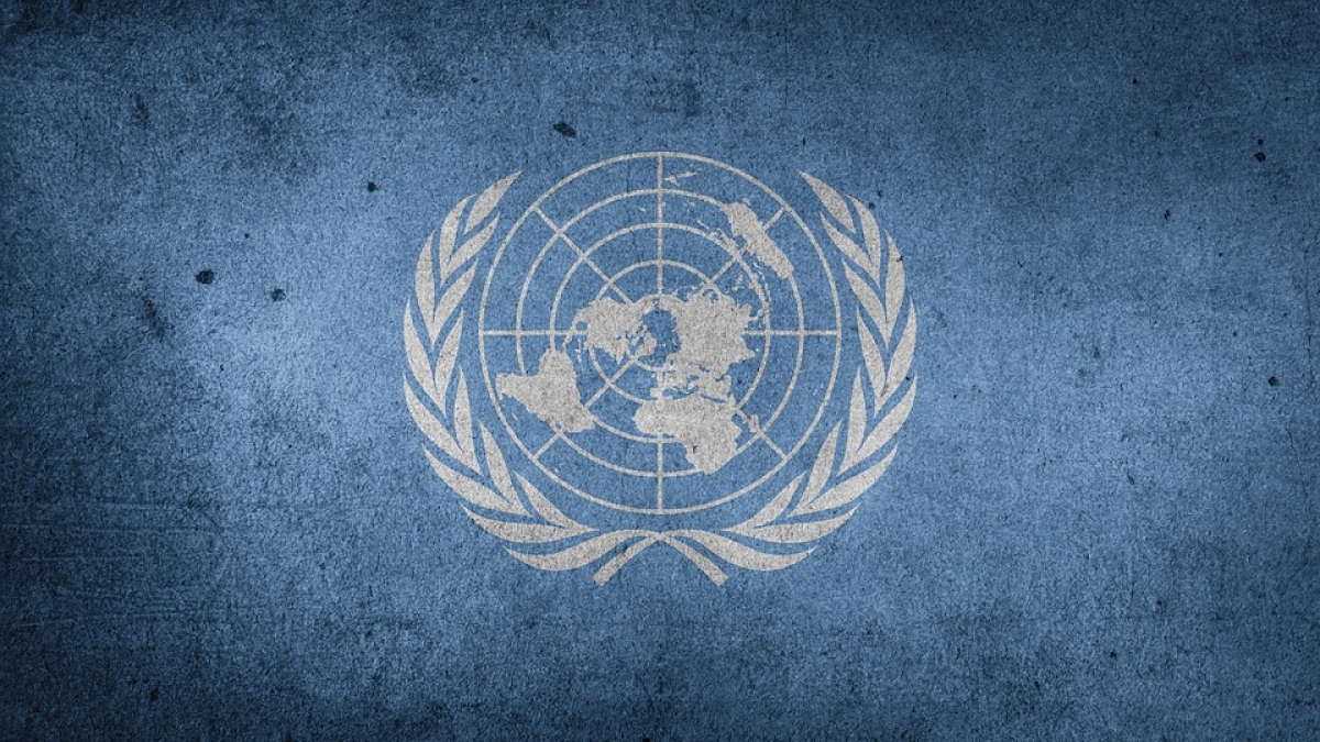 Blue flag and logo