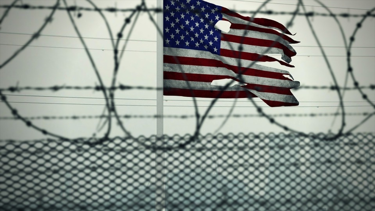 Flag and barbed wire