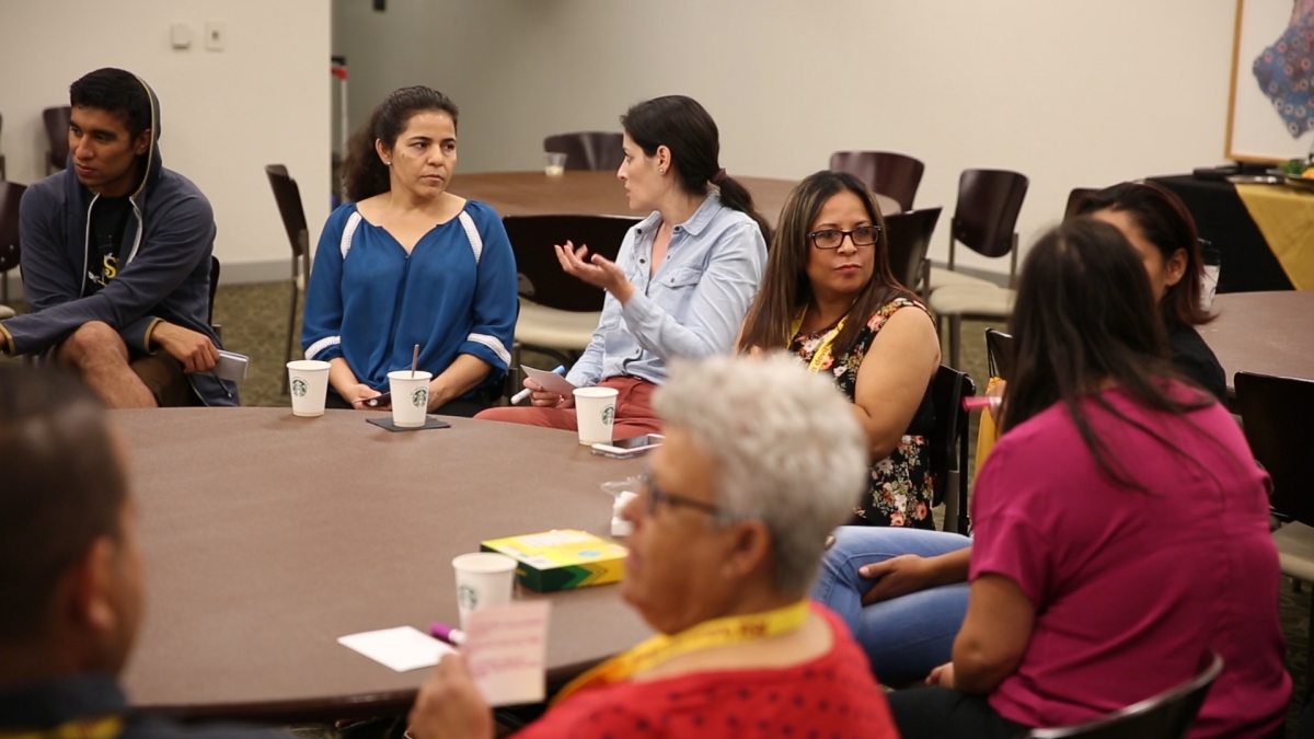 Migrant farmworker parents learn about the college application process